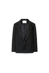 Zip Detail Striped Panel Blazer
