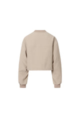 Curved Hem Baseball Collar Logo Padded Jacket