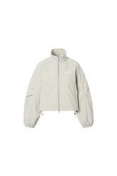 Grey Stand Collar Logo Track Jacket