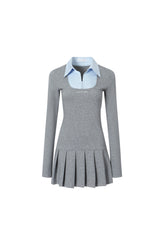 False Two-Piece Shirt Collar Dress