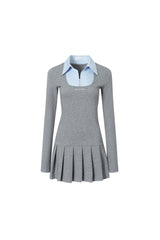 False Two-Piece Shirt Collar Dress