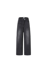 Grey & Black Asymmetric Seam Straight Leg Jeans