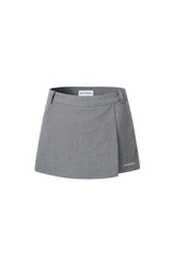 Gray Pocketed LOGO Embroidered Skort