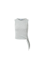 Grey Embroidered Logo Hem Tie-Back Camisole