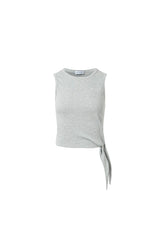 Grey Embroidered Logo Hem Tie-Back Camisole