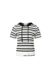 Striped knit hooded top (set)