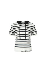 Striped knit hooded top (set)