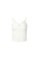 Faux two-layer lace trim cami top