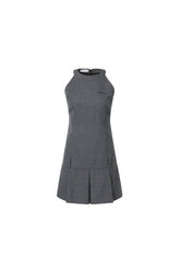 Halter Pleated Plaid Dress