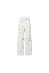 Elastic Logo Webbing Waist Patchwork Graffiti Print Cargo Pants