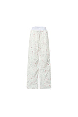 Elastic Logo Webbing Waist Patchwork Graffiti Print Cargo Pants