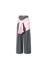 Scarf graffiti logo print tie-detail wide-leg trousers