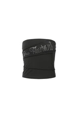 Layered Rhinestone Logo Bandeau Top
