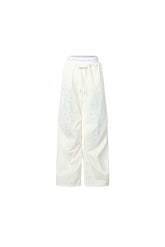Colorblock Spray-Dye Rhinestone Parachute Pants
