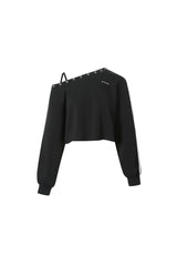 LOGO Embroidered Asymmetric One-Shoulder Top