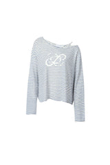 Striped Cold-Shoulder Glitter Mesh Cover-Up