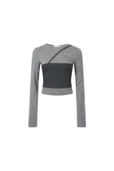 Grey Bralette Two-in-One Long Sleeve Top
