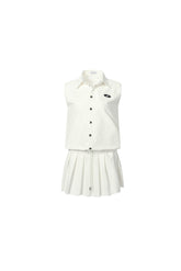 Structured shirt pleated spliced dress