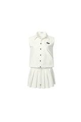 Structured shirt pleated spliced dress