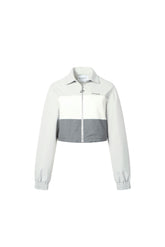 Color-Block Contrast LOGO Embroidered Zippered Jacket