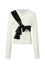 Black acetate lace-up cardigan