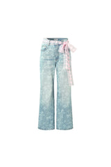 Novelty logo burnout bow-detailed jeans