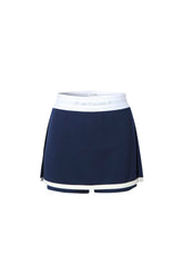 Elastic Logo Webbing Navy Shorts Skirt - Set