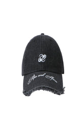 Denim slogan embroidered cap