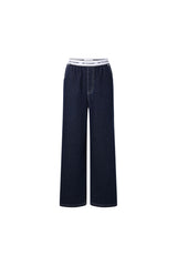 Elastic Rib Logo Raw Denim Jeans