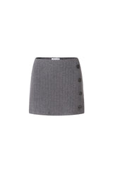 Grey Knit Button Detail Short Skirt