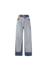Blue Panel Raw Edge Jeans