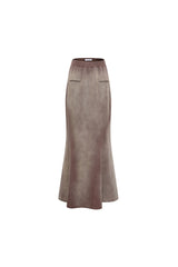 Waterwash Brown Long Skirt - Set