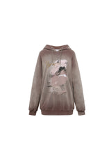 Waterwash Brown Printed Hoodie - Set