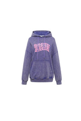 Waterwash Purple Distorted Logo Hoodie