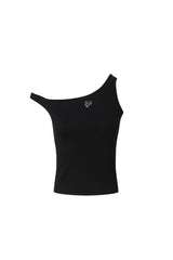 Black One-Shoulder Slip Top