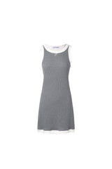 Grey & White Sleeveless Dress