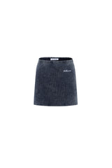 Waterwash Deep Blue Knit Denim Mini Skirt - Set