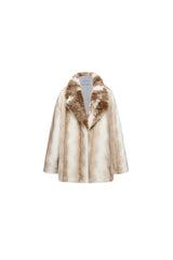 Tie-Dye Fur Collar Faux Fur Coat