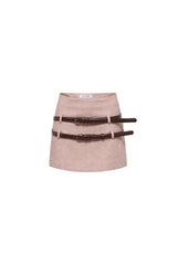Belted Pink Mini Skirt - Set