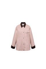 Color Block Pink Relaxed Fit Leather Jacket - Set