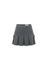 Grey Tech Mesh Pleated Pocket Mini Skirt - Set