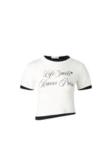 Black & White Color Block Irregular Print Tee