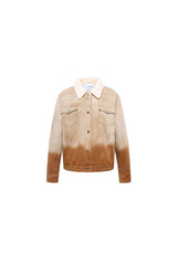 Brown Ombre Fur-Lined Denim Jacket
