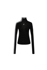 Black & Grey Color Block High Neck Top
