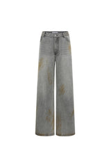 Grey Dirty Wash Back Ripped Jeans