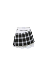 Irregular Plaid Panel Mini Skirt