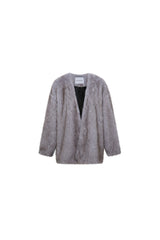 Grey Toggle Faux Fur Coat