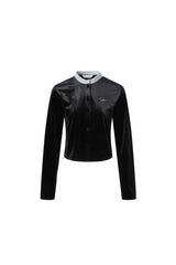 Silver Glitter Waist Black Velvet Top - Set