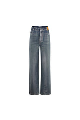 Blue Silver Foil Straight Leg Jeans