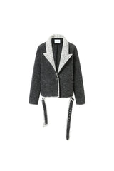 Color Block Stripe Panel Alpaca Wool Coat